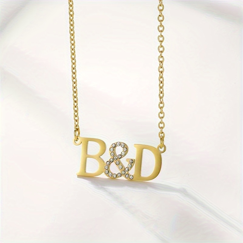 Personalized Initial Stainless Steel Necklace with Zirconia Logo